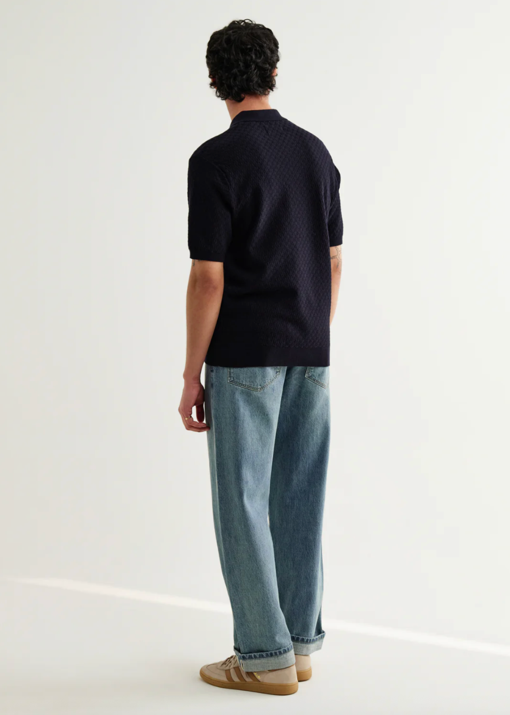 Naples SS Polo Retro Diamond Cotton - Navy - Wax London Canada - Danali