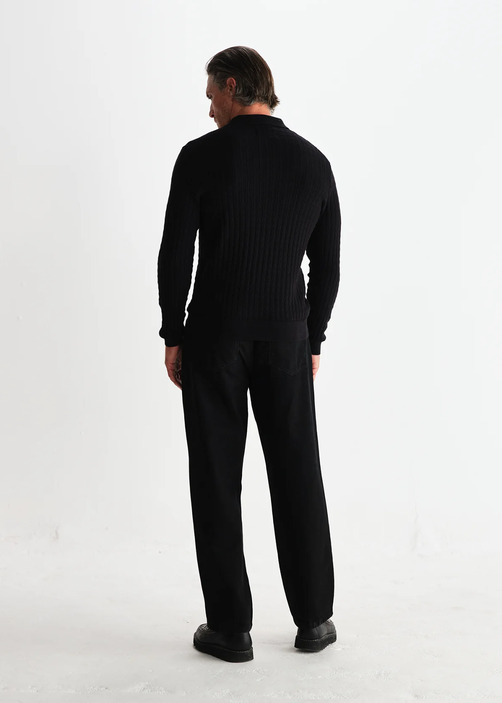 Oban Diamond Stripe Polo - Black - Wax London Canada - Danali