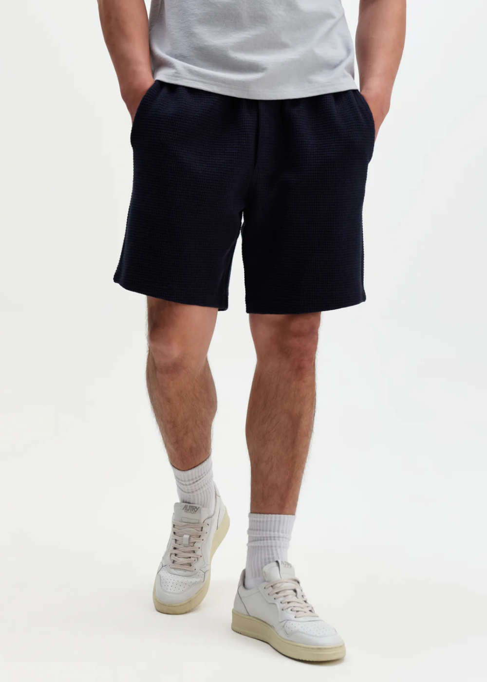 Sam Short Textured Interlock - Navy - Wax London Canada - Danali