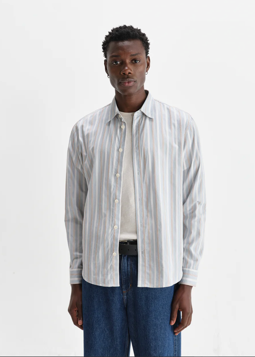 Shelly Shirt Poplin Dobby Stripe - Light Blue - Wax London Canada - Danali