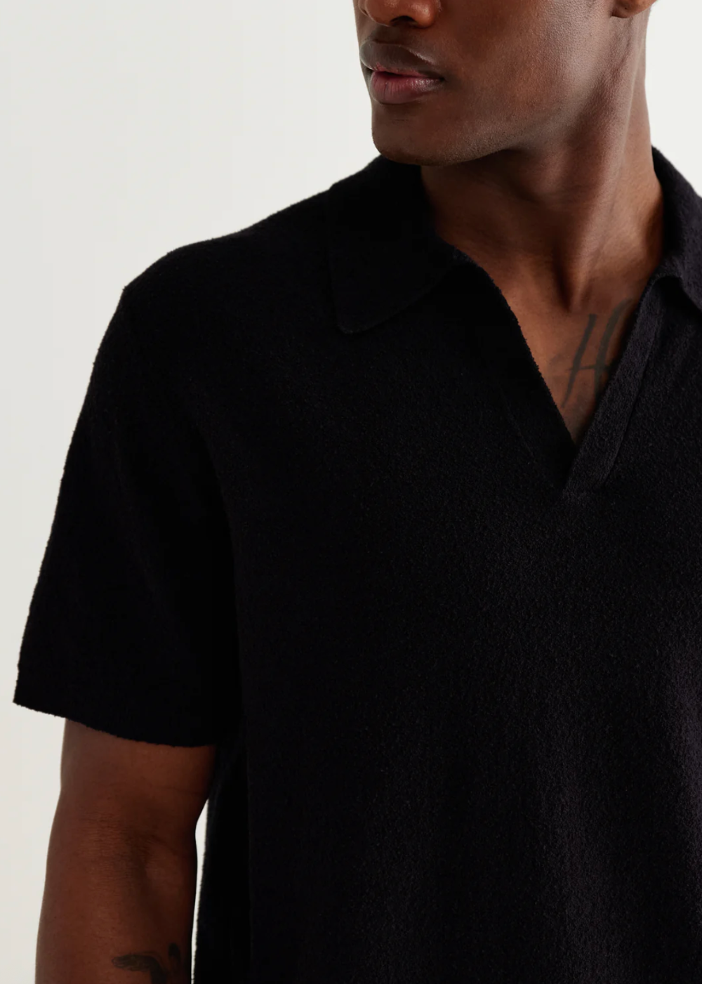 Siena SS Polo Boucle Yarn - Black - Wax London Canada - Danali