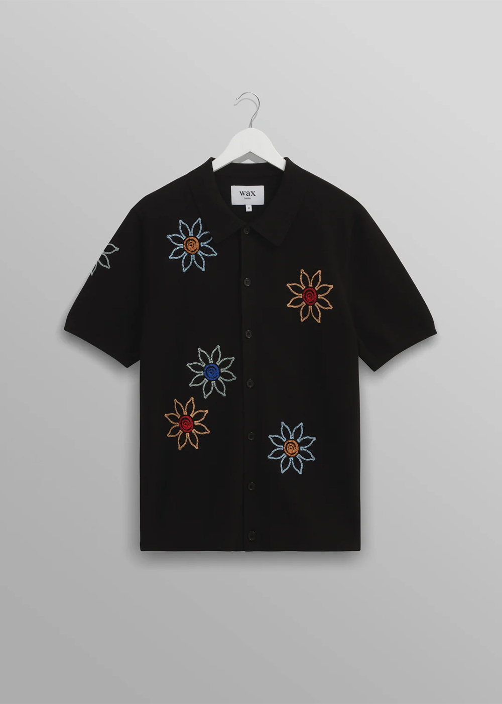 Tellaro SS Shirt Floral Embroidery - Black - Wax London Canada - Danali