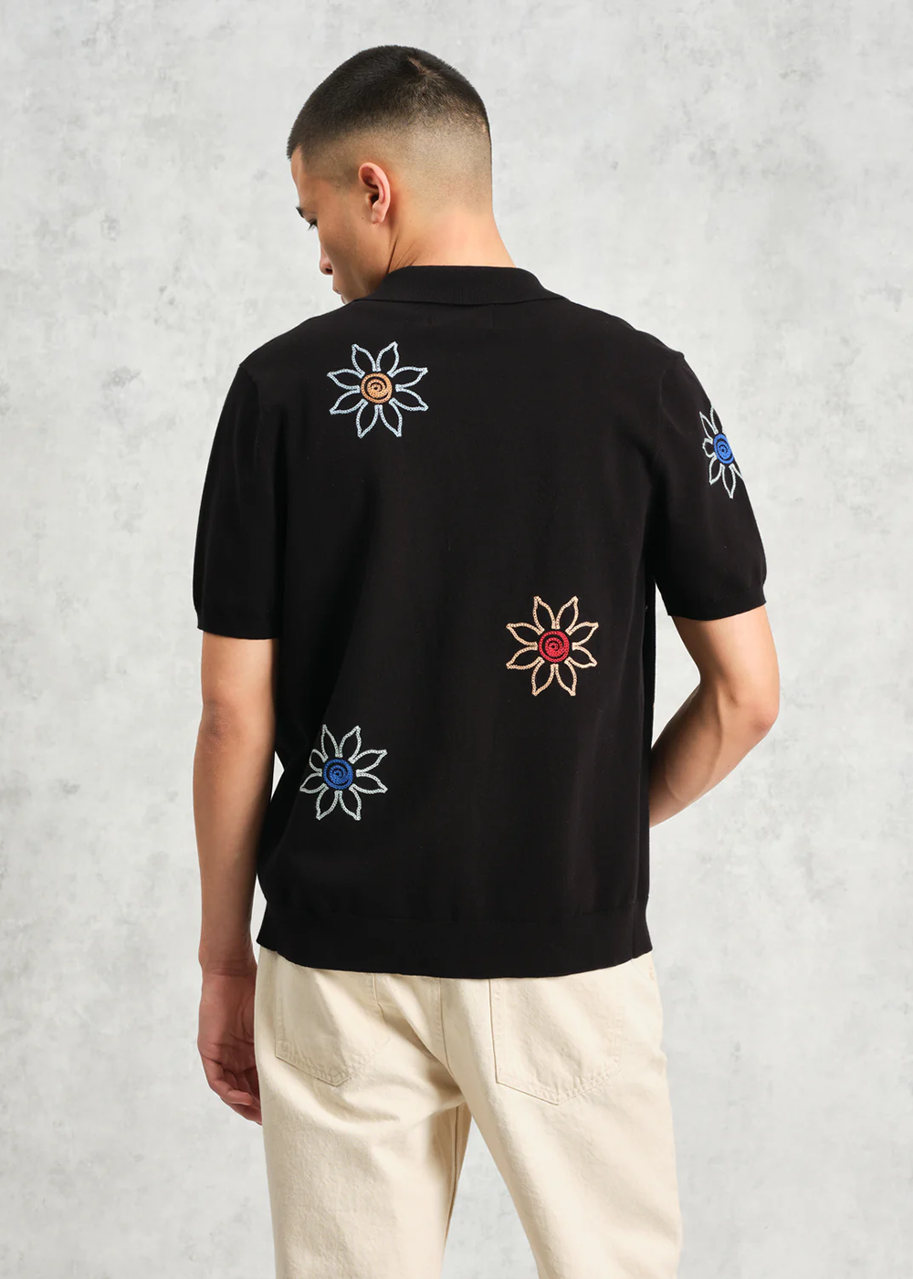 Tellaro SS Shirt Floral Embroidery - Black - Wax London Canada - Danali