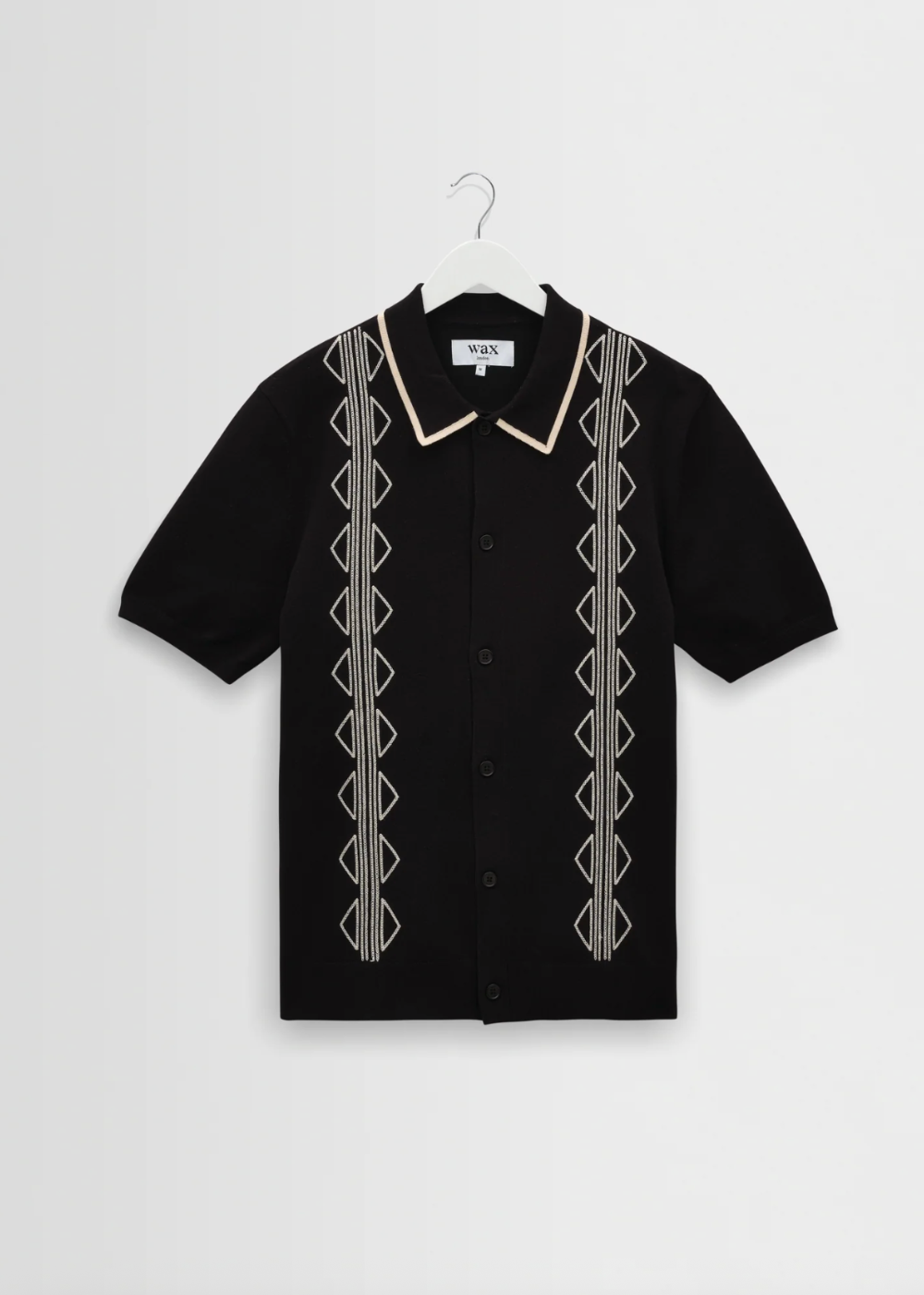 Tellaro SS Shirt Retro Embroidery - Black/Ecru - Wax London Canada - Danali