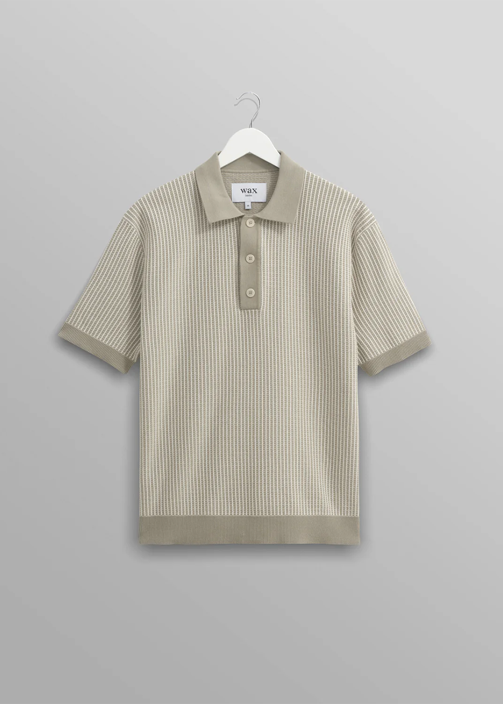 Turin Polo Ladder Stripe - Light Khaki - Wax London Canada - Danali
