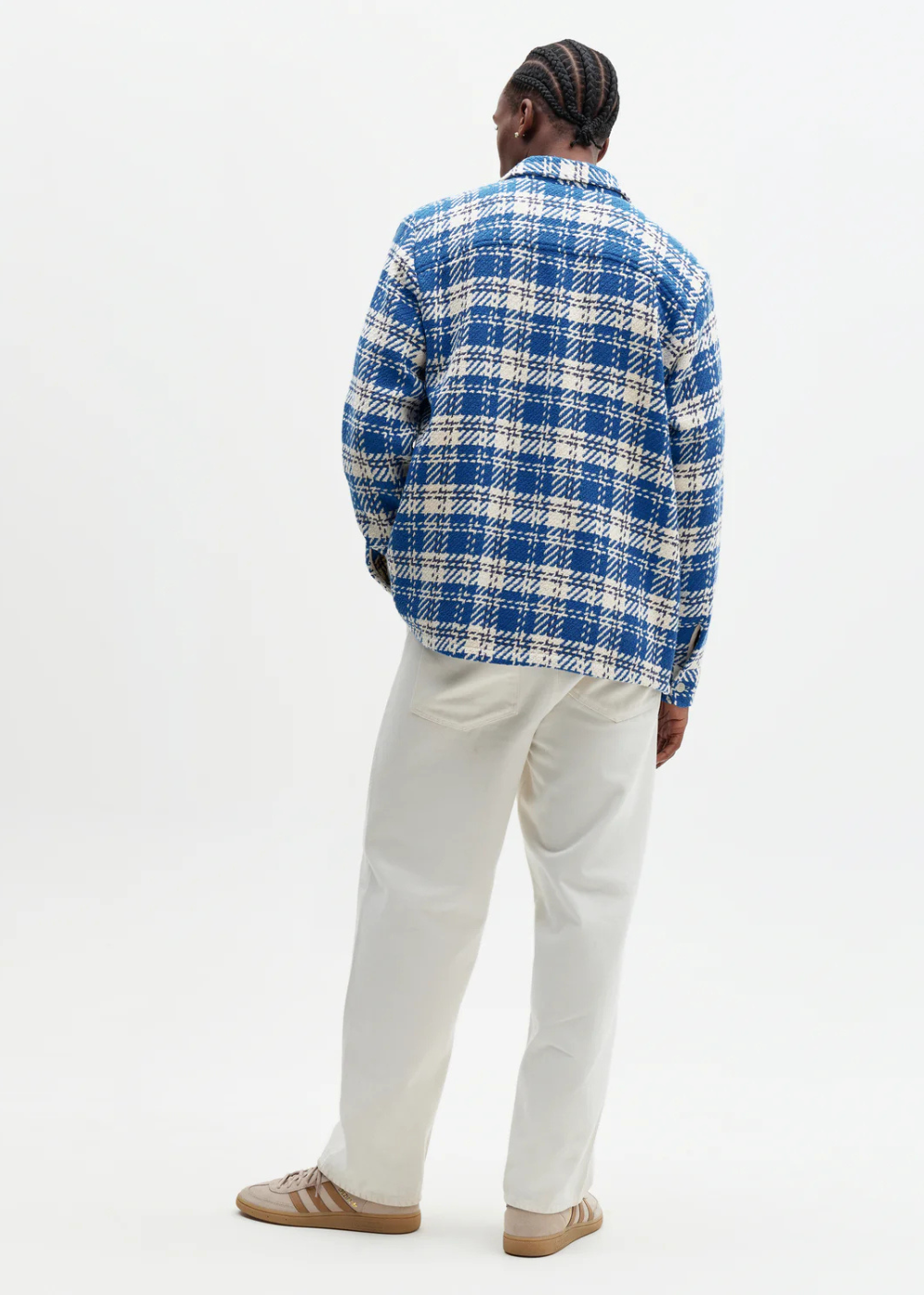 Whiting Overshirt Oran Check - Blue/Ecru - Wax London Canada - Danali