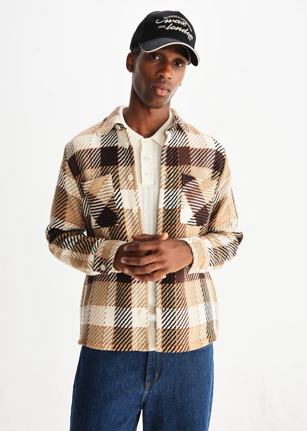 Whiting Overshirt Pike Check - Natural/Black - Wax London Canada - Danali