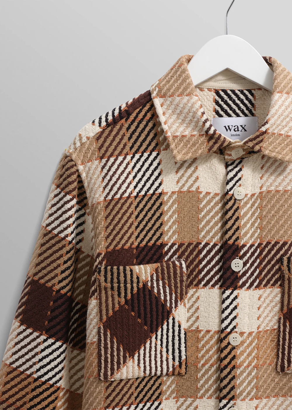 Whiting Overshirt Pike Check - Natural/Black - Wax London Canada - Danali