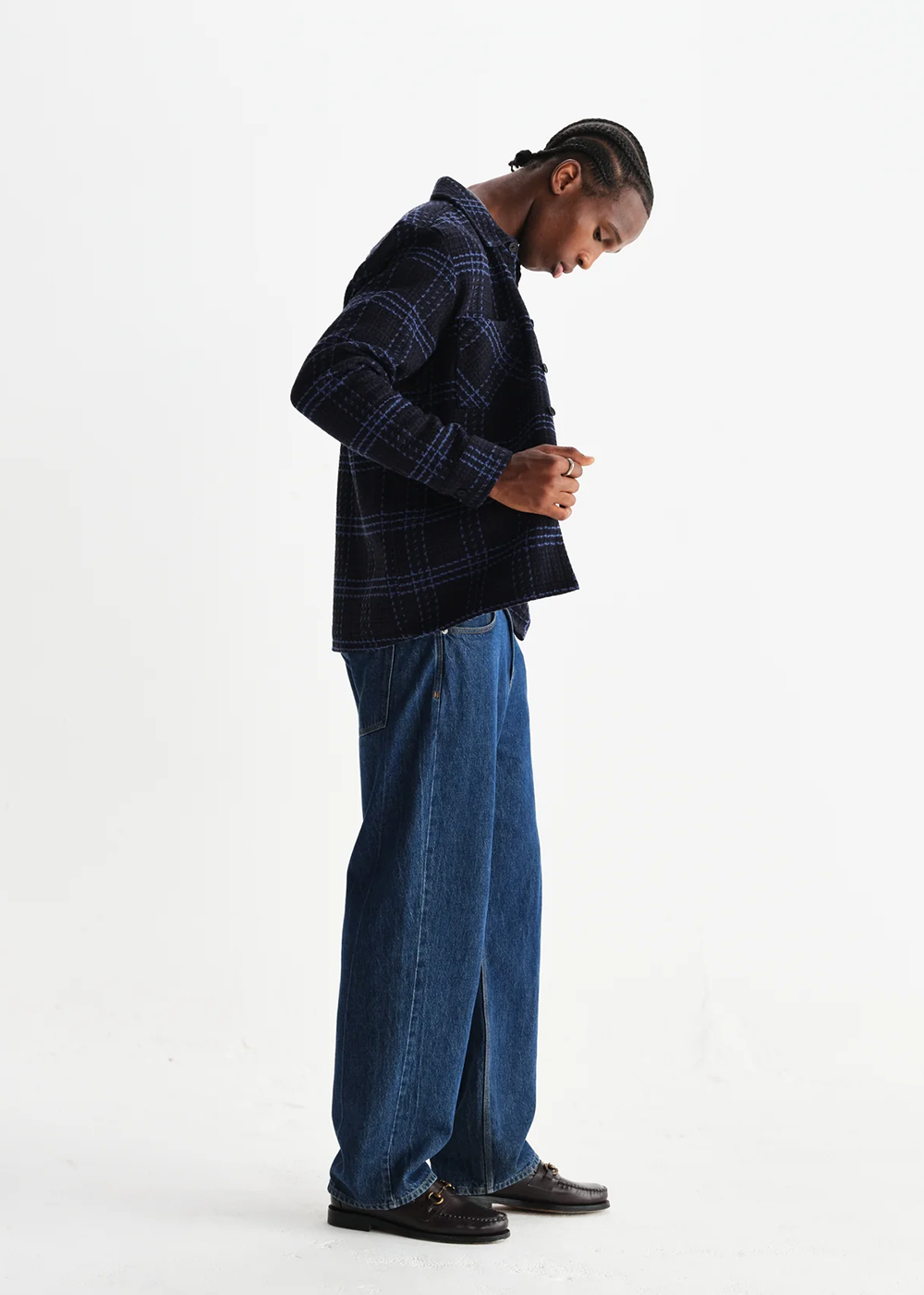 Whiting Overshirt Skate Check - Navy/Blue - Wax London Canada - Danali