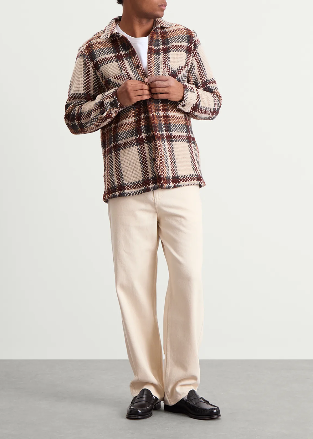 Whiting Overshirt Wool Blend Bobble - Ecru/Multi - Wax London Canada - Danali