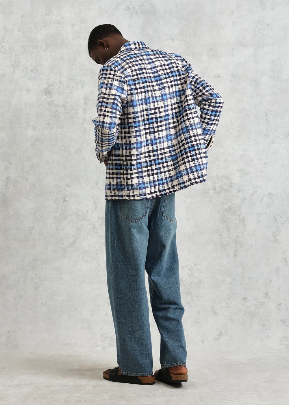 Wax London Whiting Strand Check Overshirt Ecru Blue - Danali