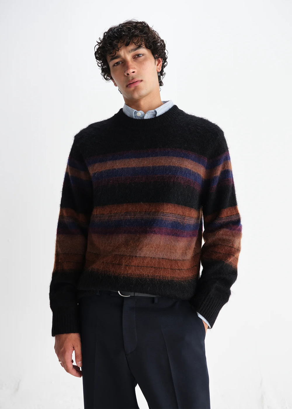 Wilde Brush Stripe Sweater - Black/Dark Multi - Wax London Canada - Danali 