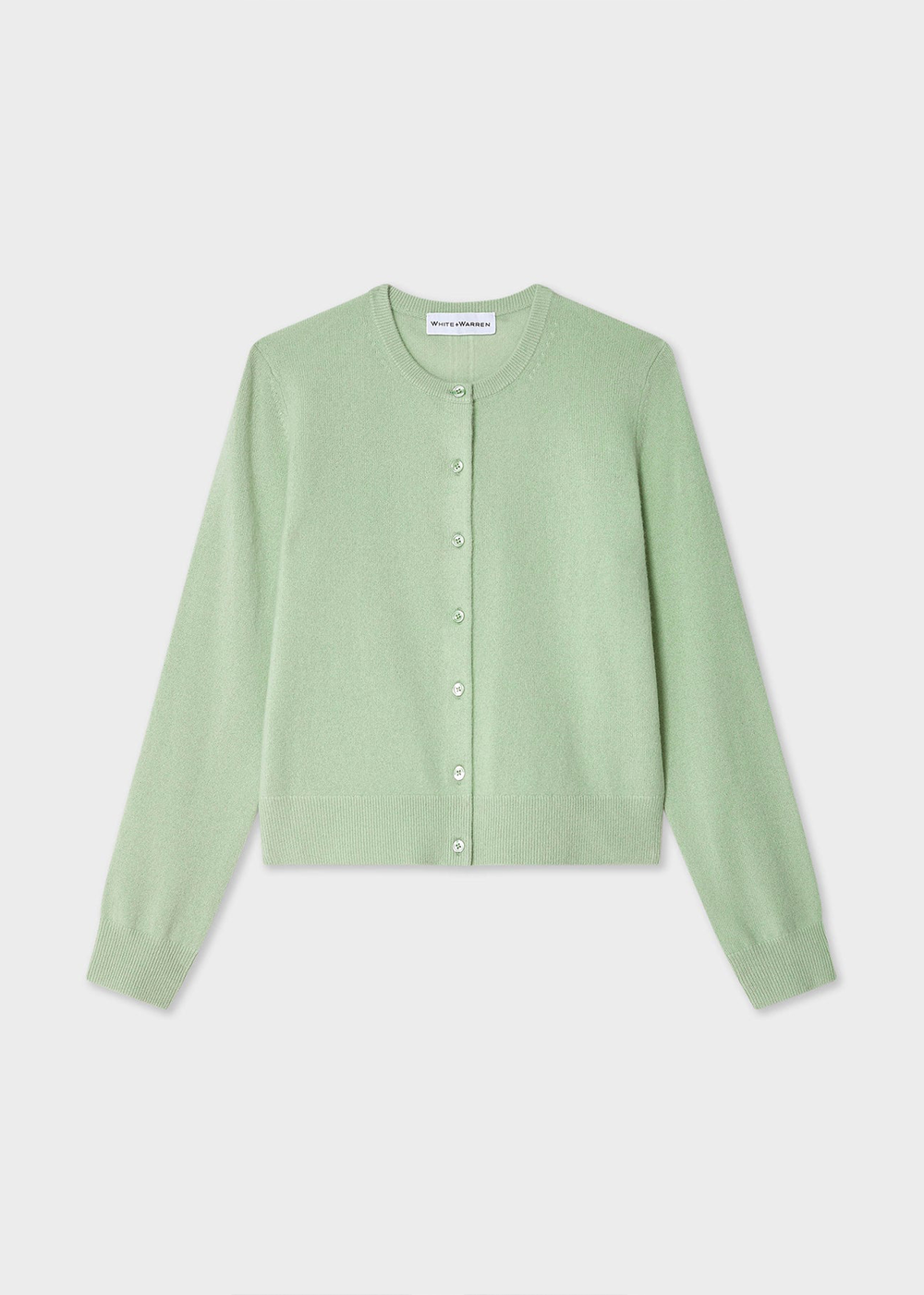 Cashmere Crewneck Cardigan - Cool Sage - White & Warren Canada - Danali