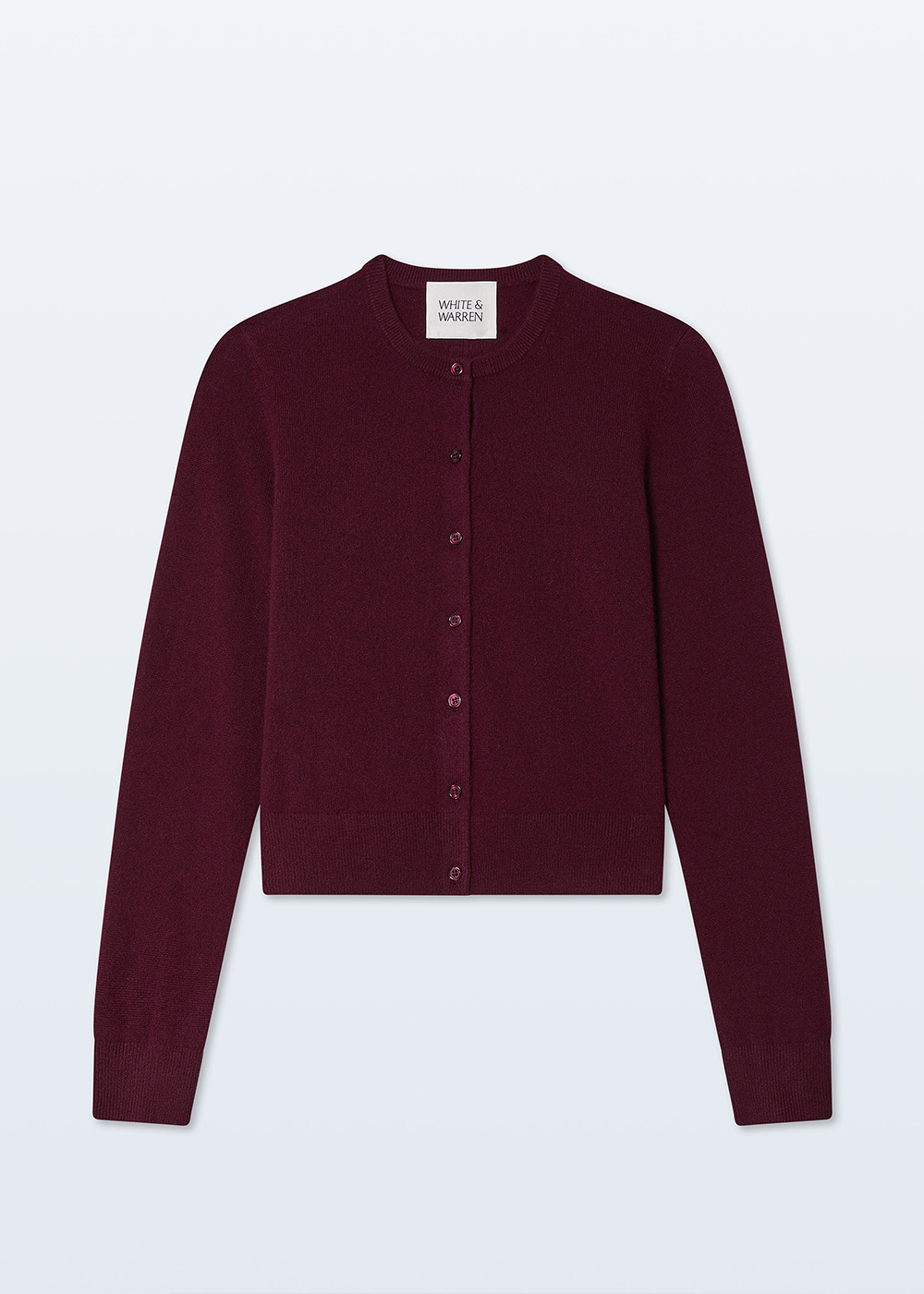 Cashmere Crewneck Cardigan - Sangria - White & Warren Canada - Danali
