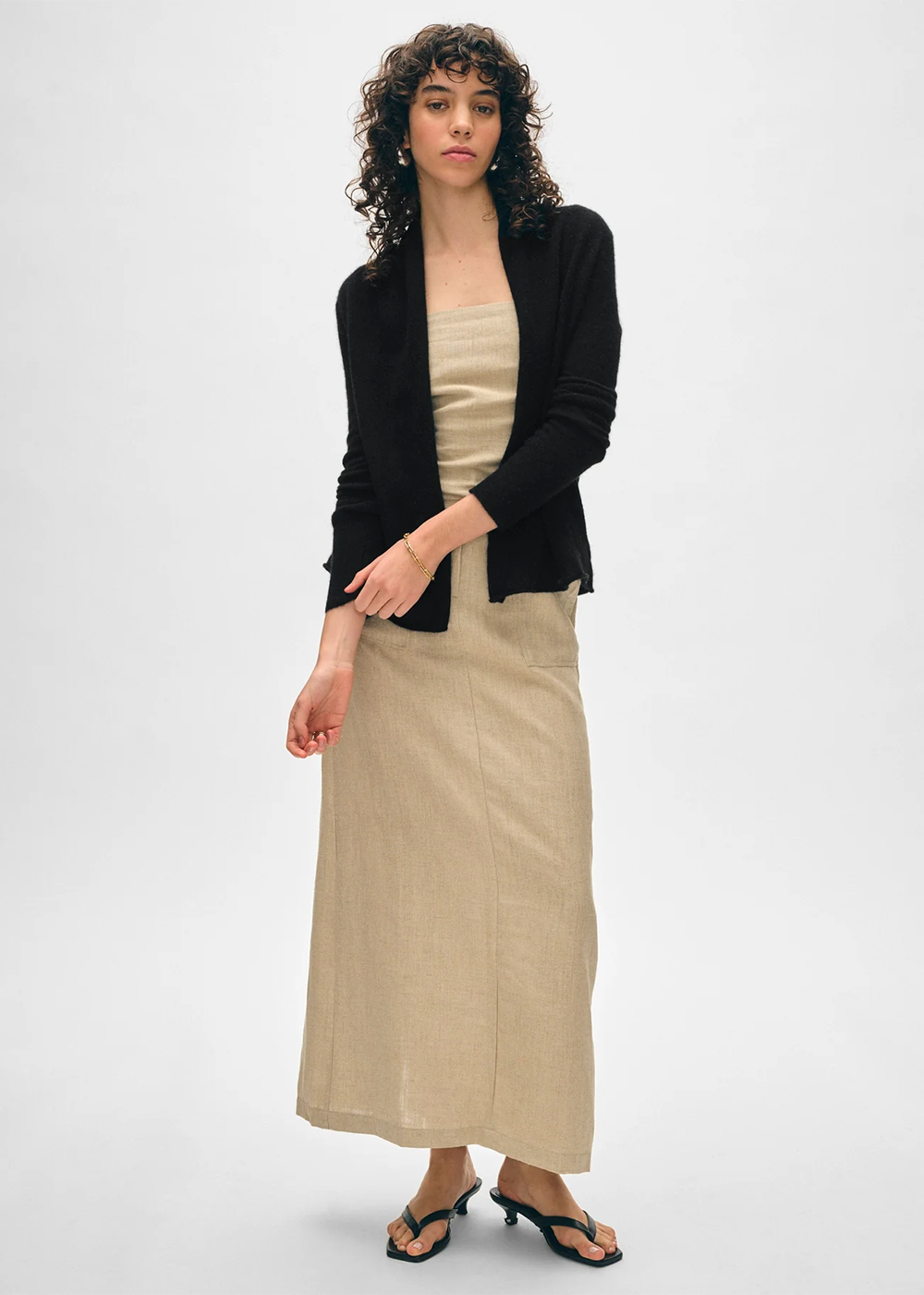 Cashmere Mini Trapeze Cardigan - Black - White and Warren Canada - Danali