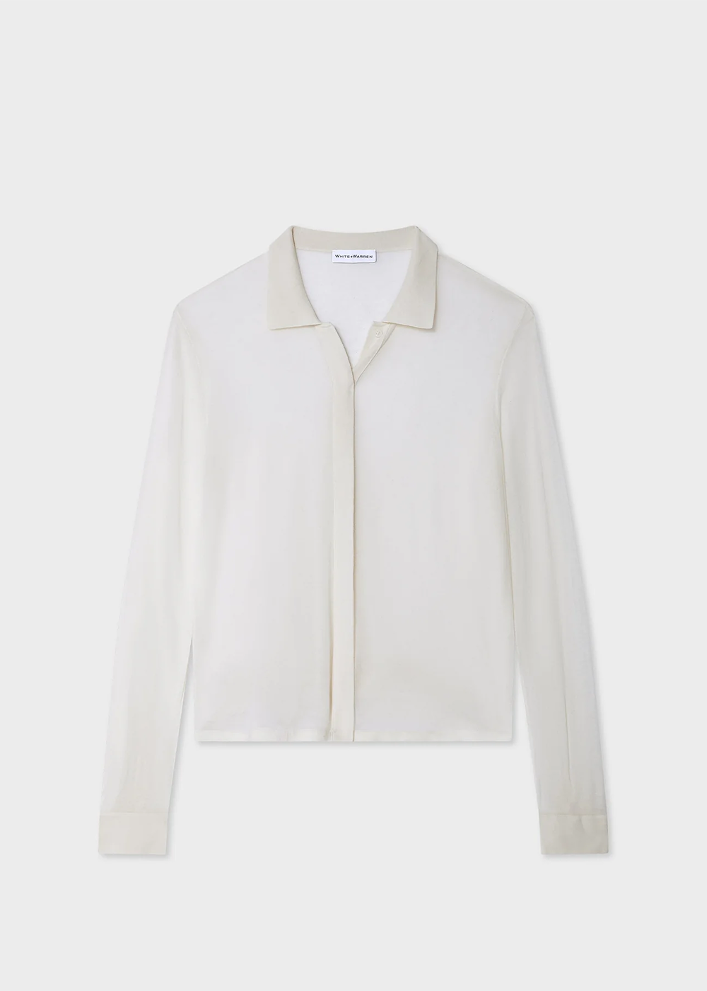 Superfine Cashmere Blend Button Down Shirt - White - White & Warren Canada - Danali