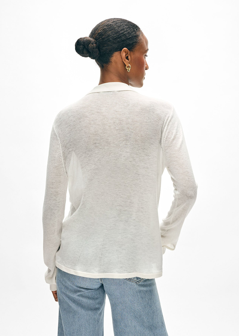 Superfine Cashmere Blend Button Down Shirt - White - White & Warren Canada - Danali