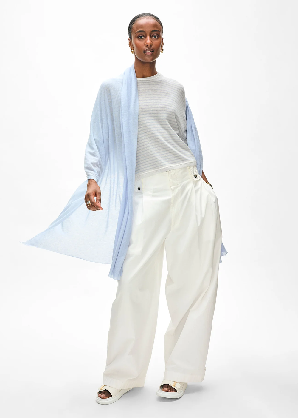 Superfine Cashmere Blend Travel Wrap - Horizon Blue - White & Warren Canada - Danali