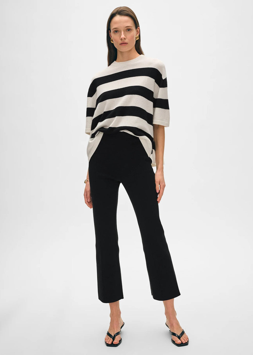 Superfine Organic Cotton Kick Flare Pant - Black - White and Warren Canada - Danali