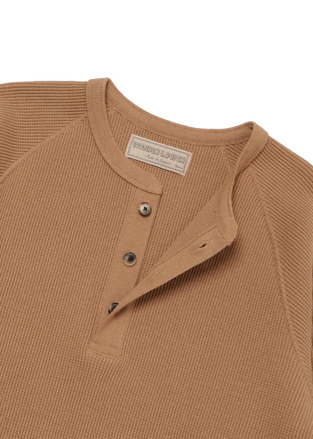 Henley - Foxfibre® Heavyweight Waffle - Coyote 70 - Wonder Looper Canada - Danali