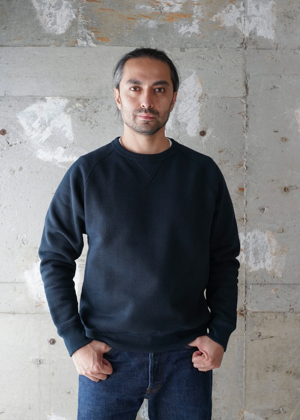 Pullover Crewneck - Double Heavyweight French Terry - Navy - Wonder Looper Canada - Danali