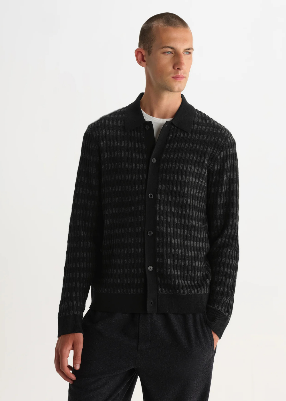 Tristan L/S Polo Wool Blend Rib Check