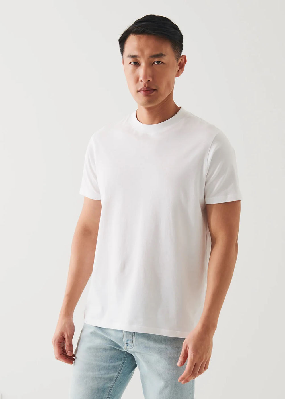 Organic Pima Cotton Short Sleeve Crew T-Shirt - White - Patrick Assaraf - Danali - P92C01V