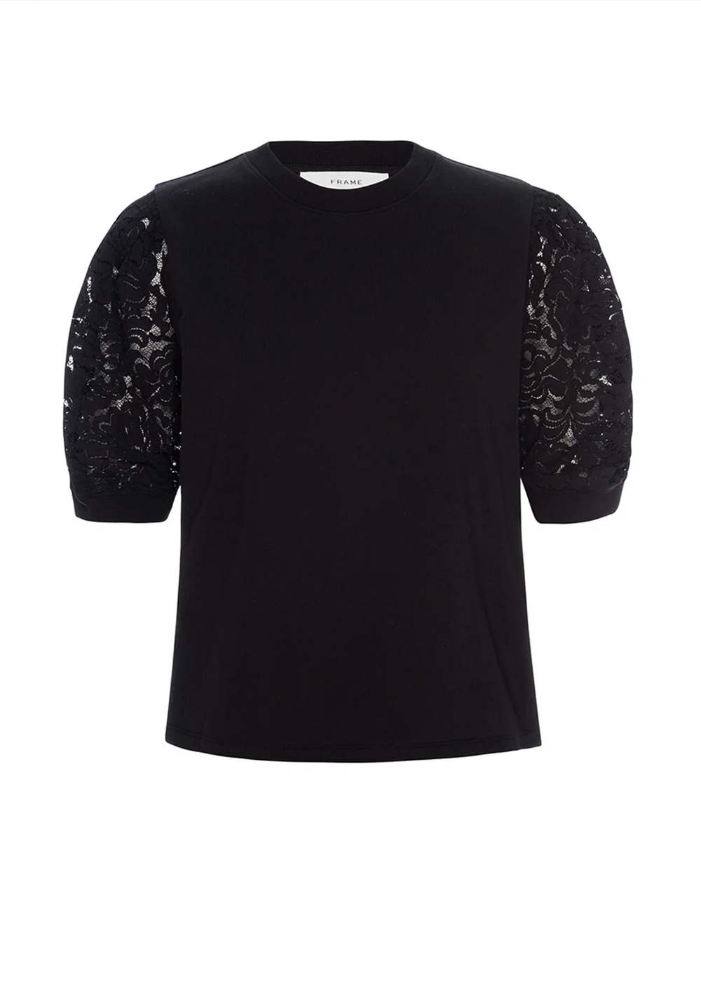 Lace Sleeve Frankie Tee - Black - FRAME Denim Canada - Danali