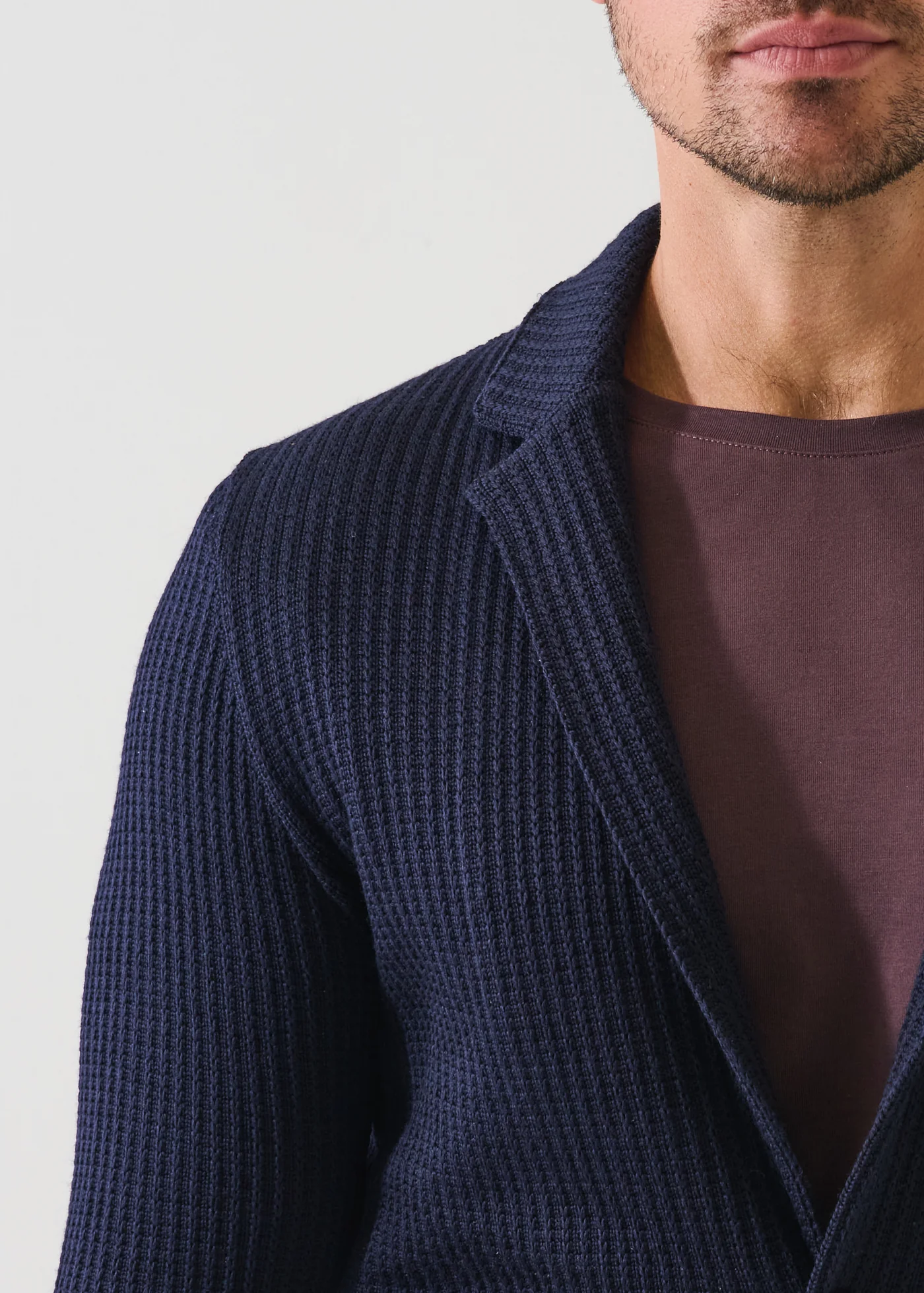 Chain Stitch Merino Wool Knit Blazer