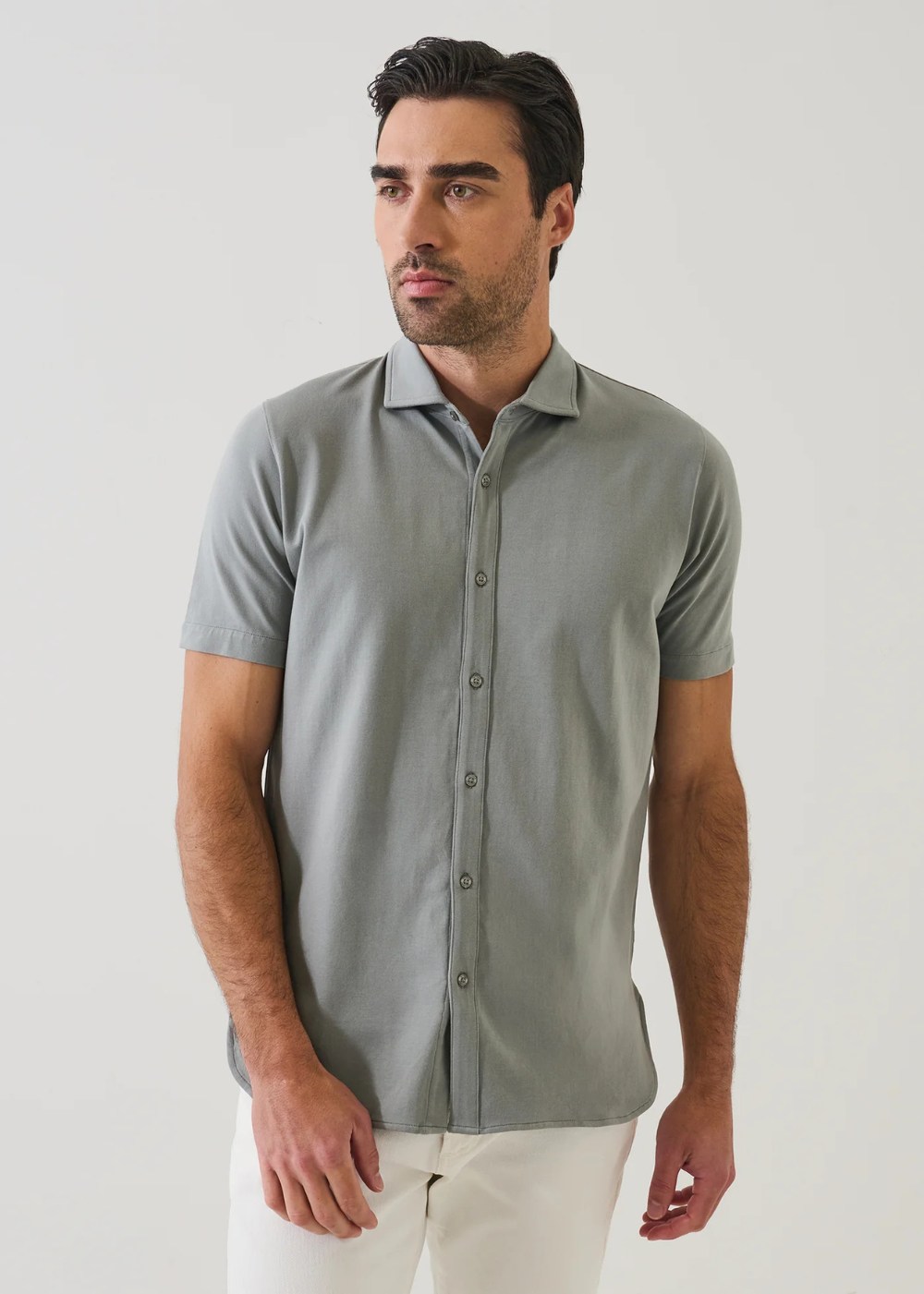 Pima Cotton Stretch Button Front SS Shirt