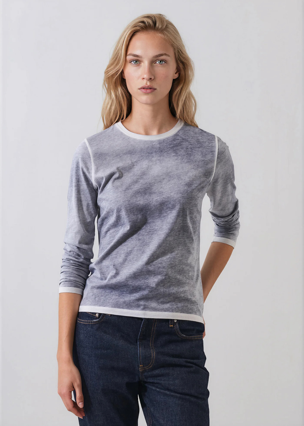 LS Pima Classic Rev Spray Crew T-Shirt