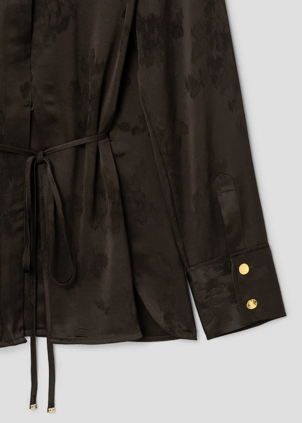 Fluid Satin Jacquard Long Sleeve Shirt