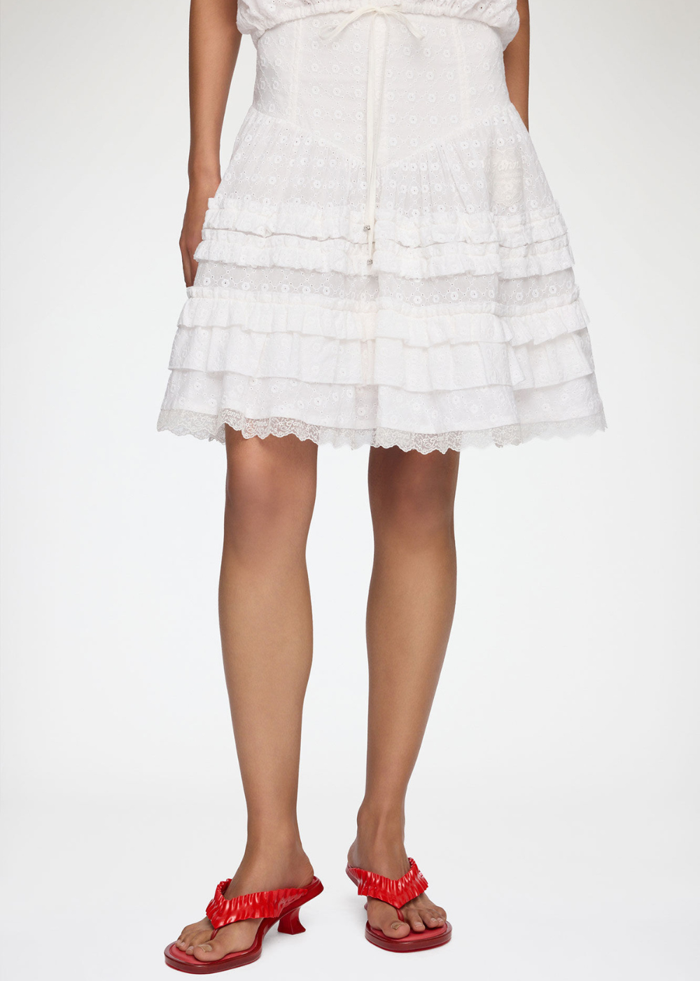 Broderie Anglaise Tiered Mini Skirt
