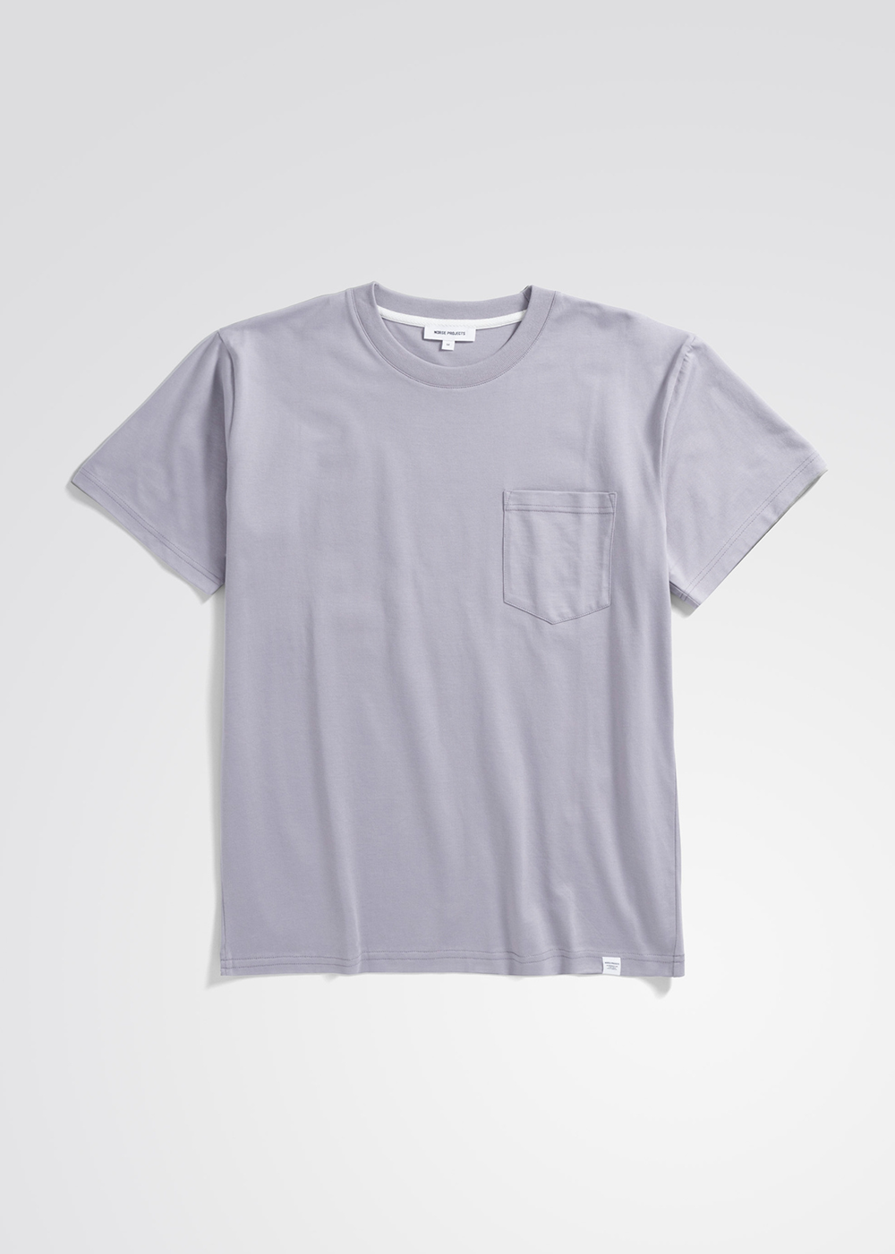 Front view of the Johannes Pocket T-Shirt by Norse Projects in crocus purple