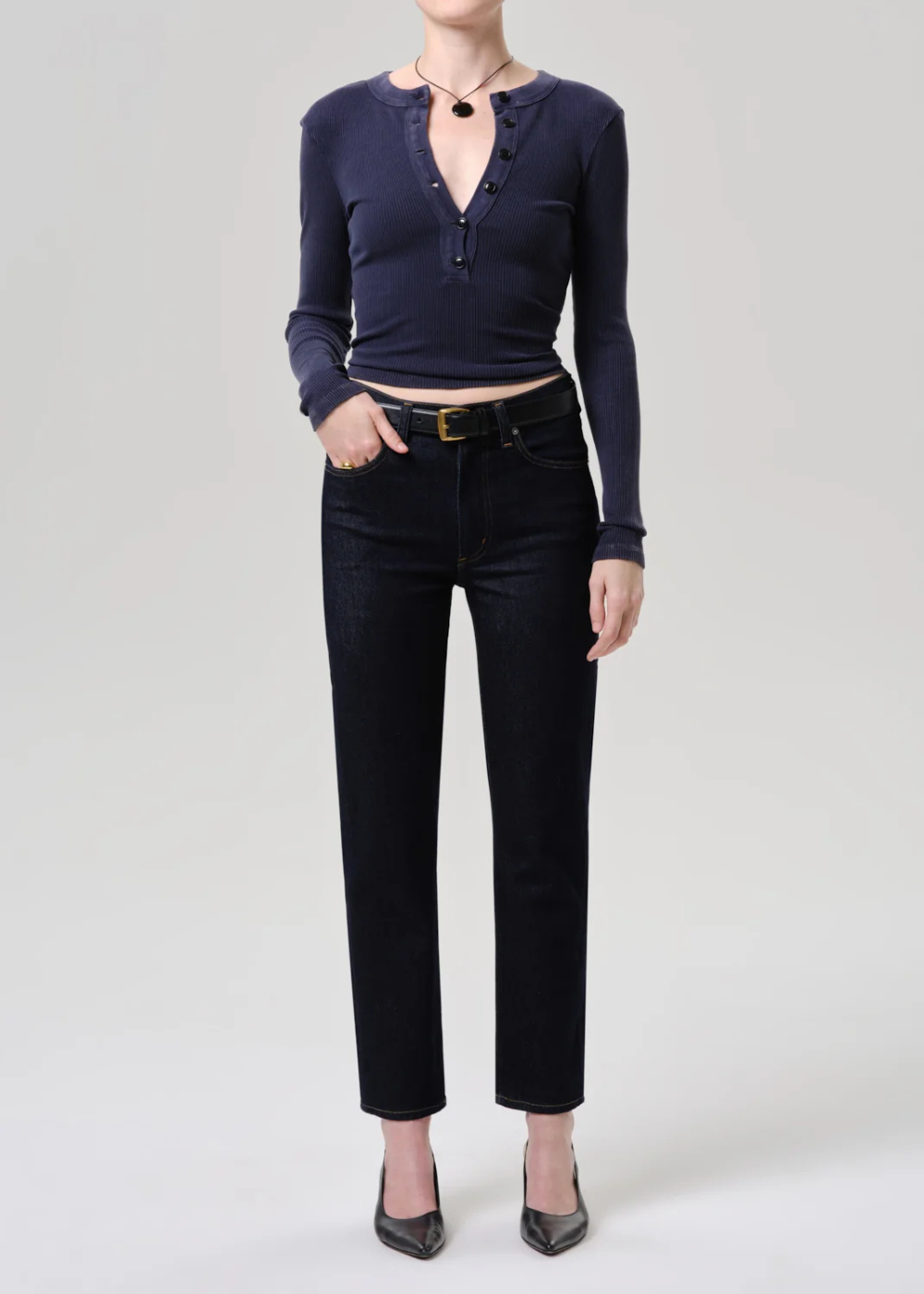 Caia High Rise Slim Straight Jean