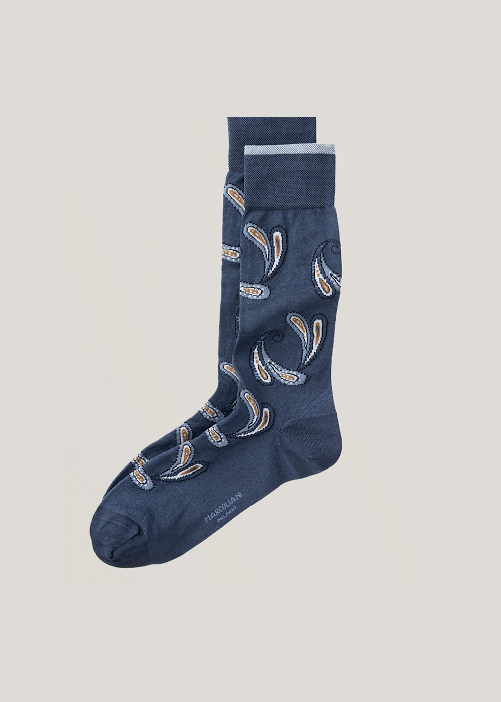 Cotton Agra Paisley Sock - Denim Blue - Marcoliani Canada - Danali