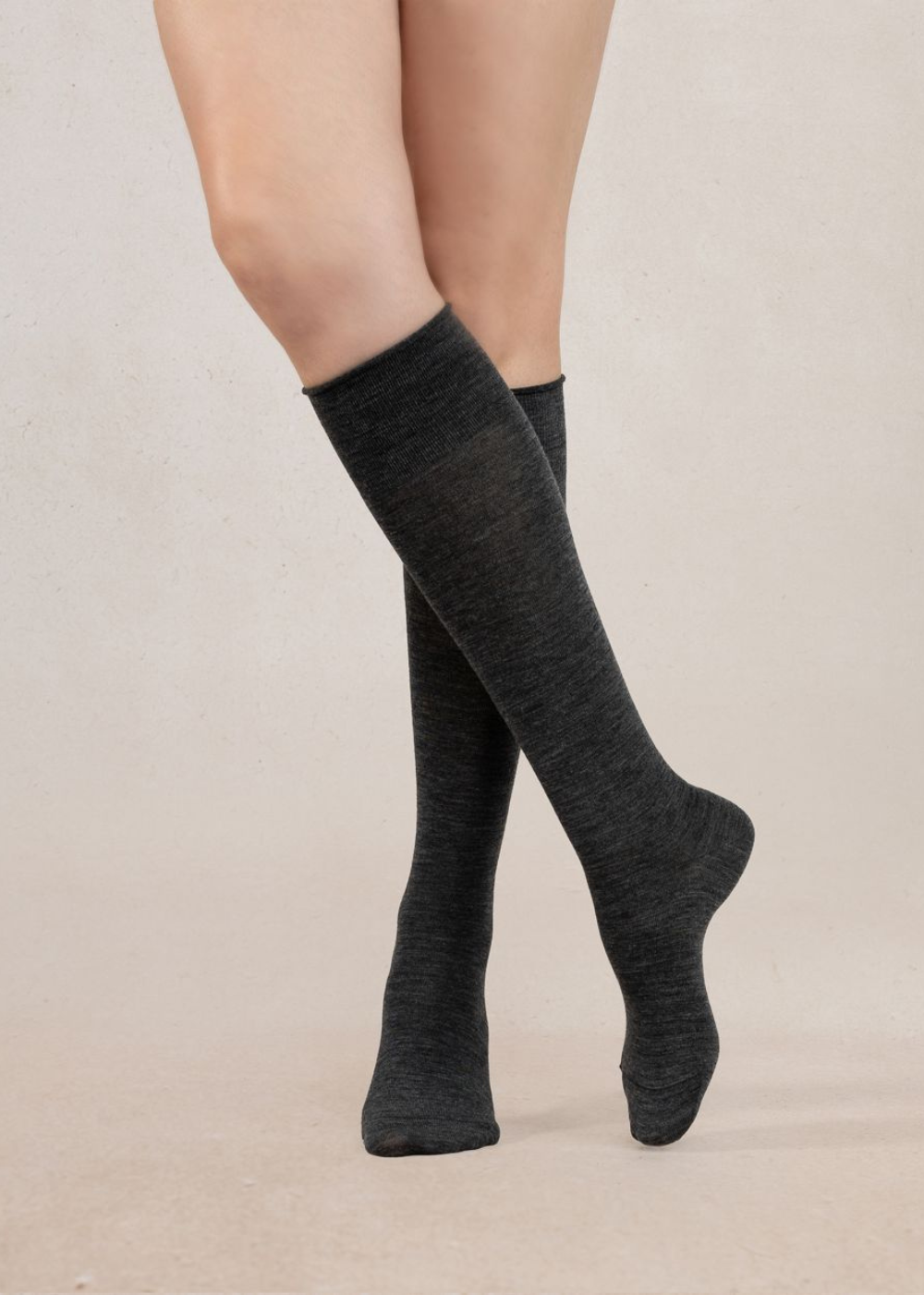 Fine Wool Knee High Socks with Cotton Inside