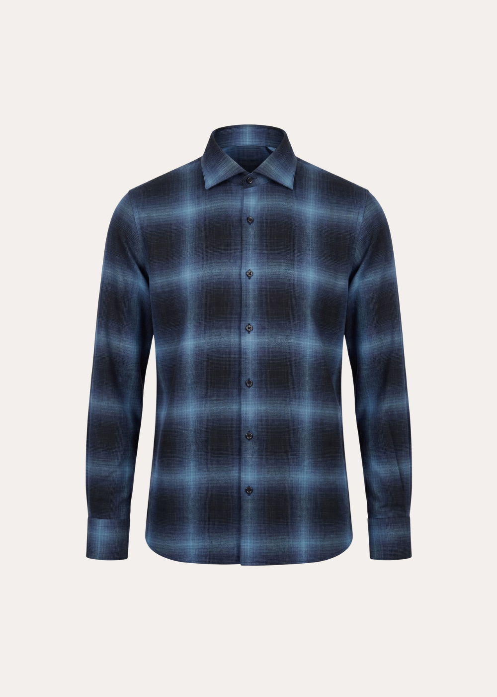 Ombre Check Spread Collar Shirt