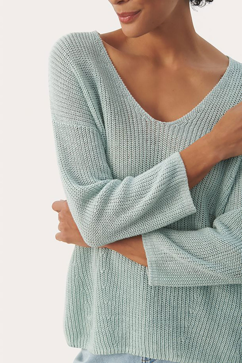 Eltrona Linen V-Neck Sweater - Ether - Part Two - Danali - 30308479