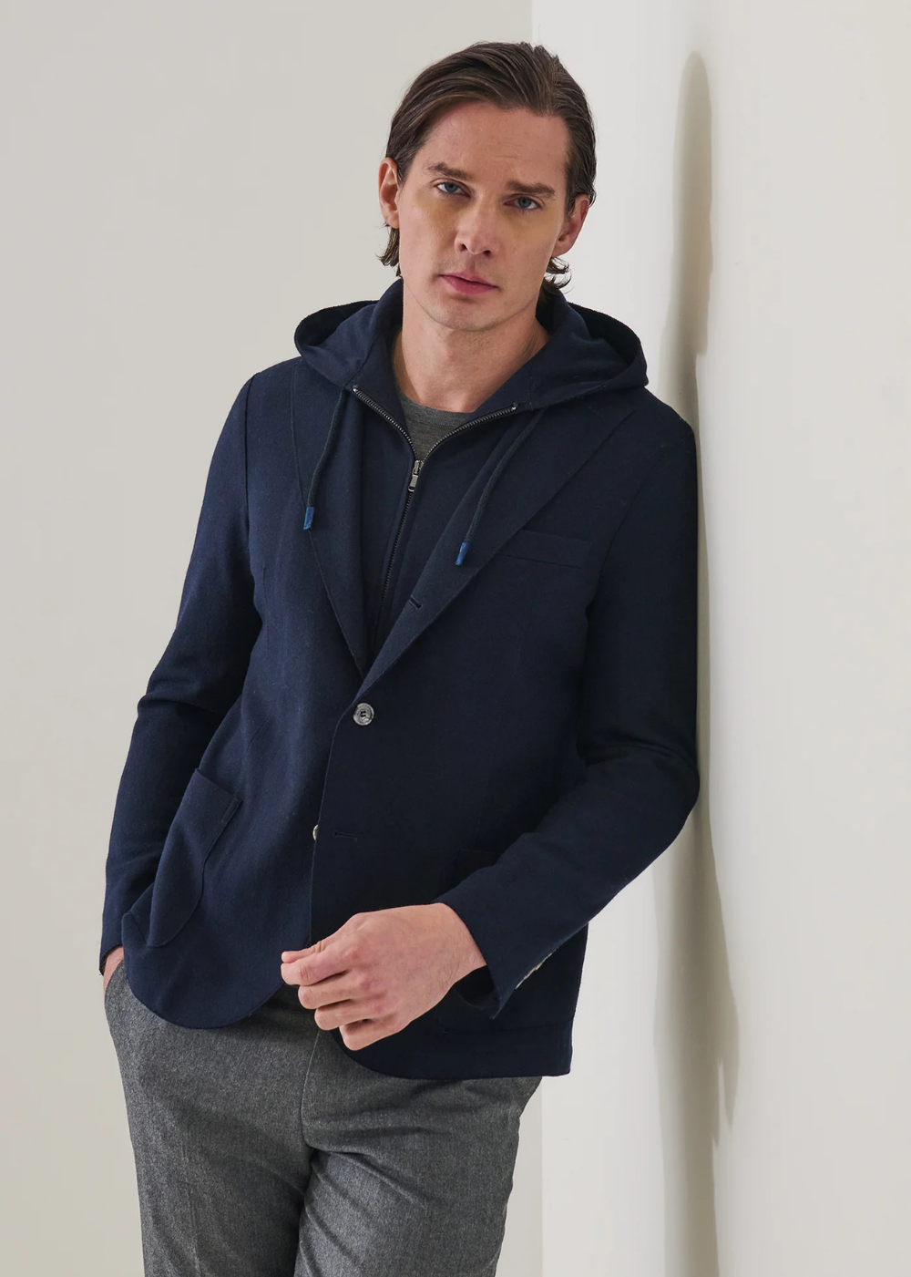 Removable Hoodie Wool Knit Blazer