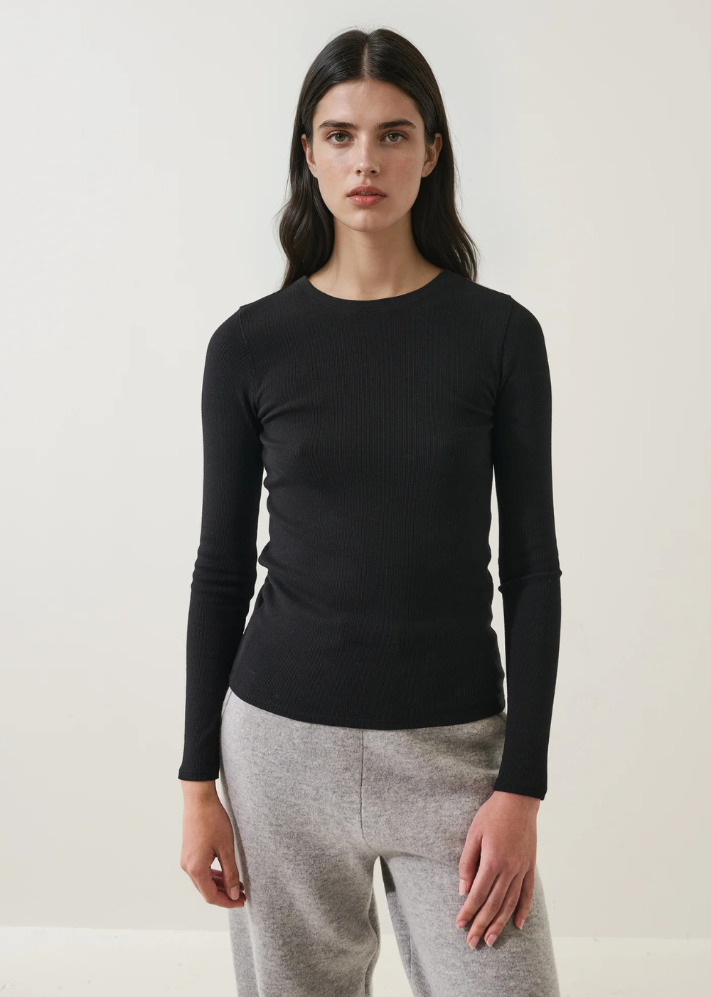 LS Cotton Modal Rib Crew