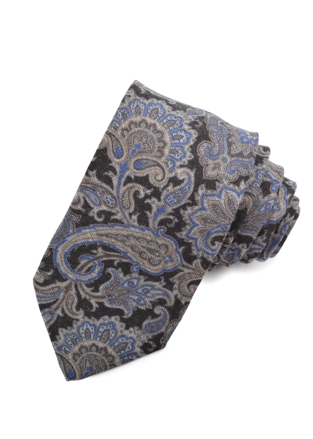 Italian Printed Wool Floral Paisley Tie