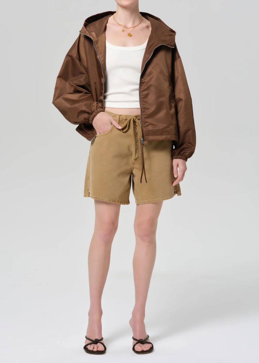 Cropped Nylon Windbreaker