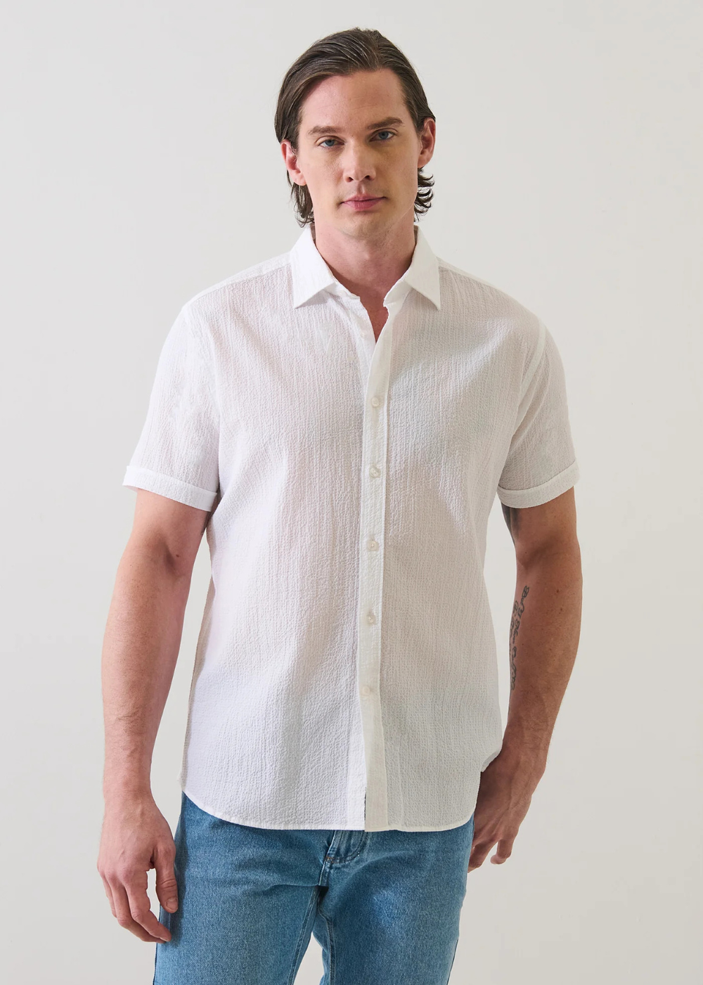 Seersucker Cotton Stretch Sport Shirt