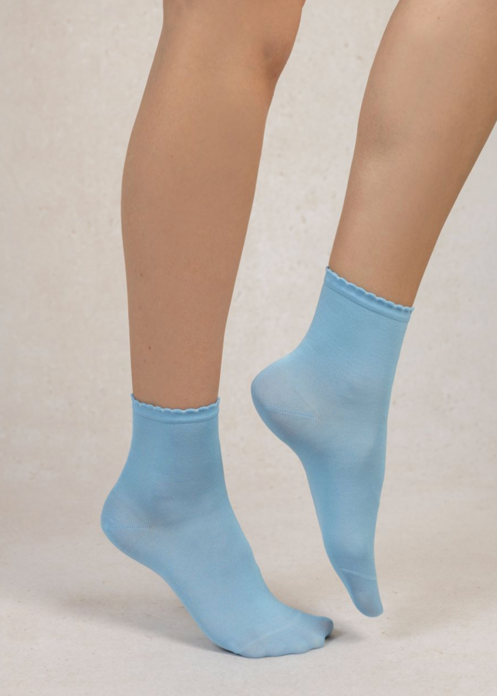 Mercerized Cotton Ankle Socks w/ Rickrack Top Band
