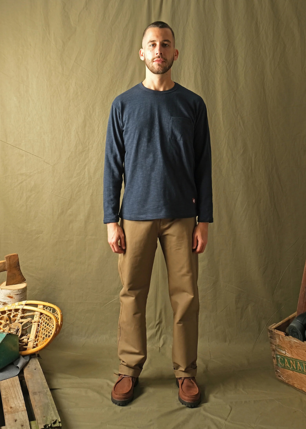 Navy Slub L/S Pocket T-Shirt