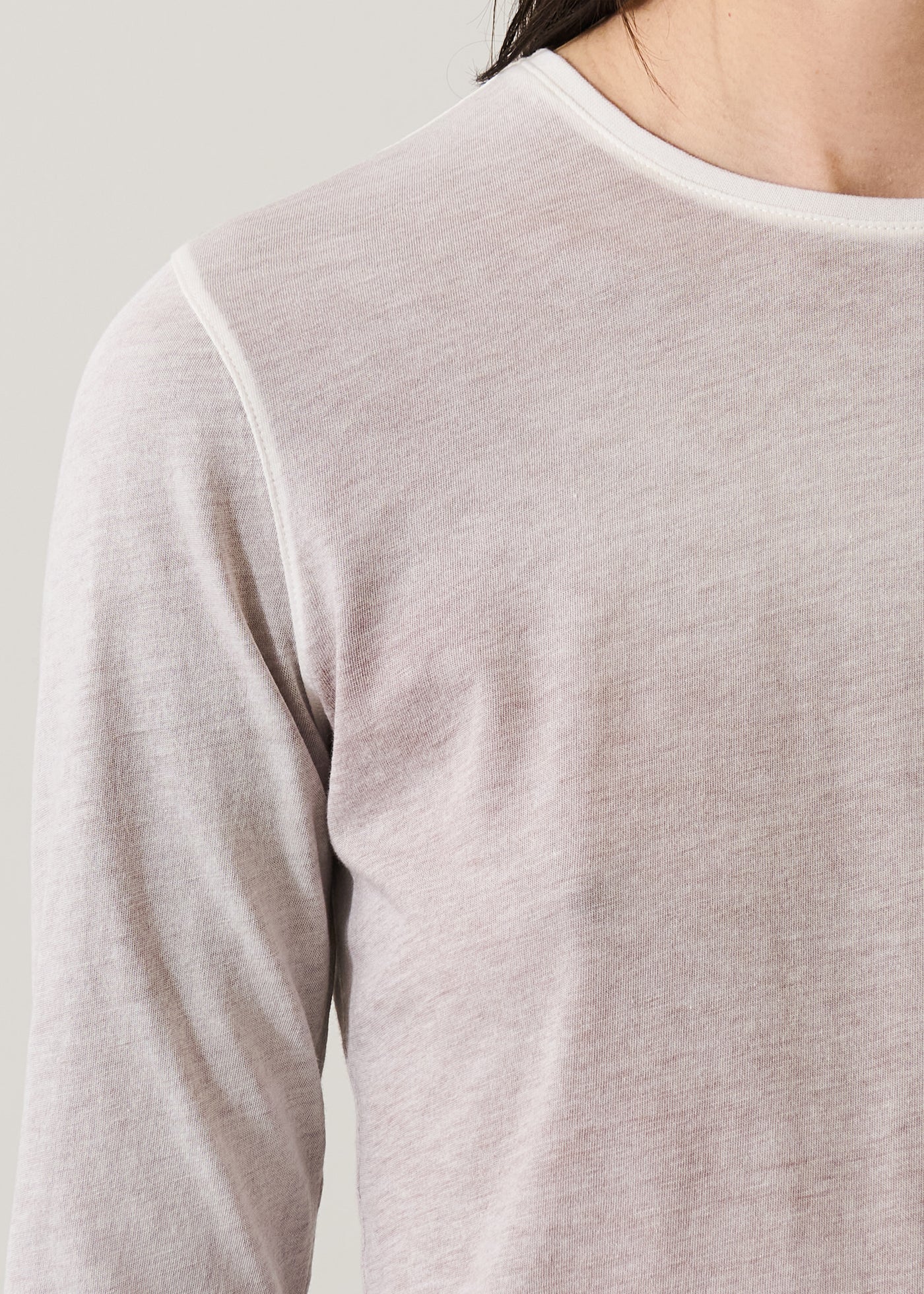 Reverse Spray Long Sleeve Pima V-Neck T-Shirt