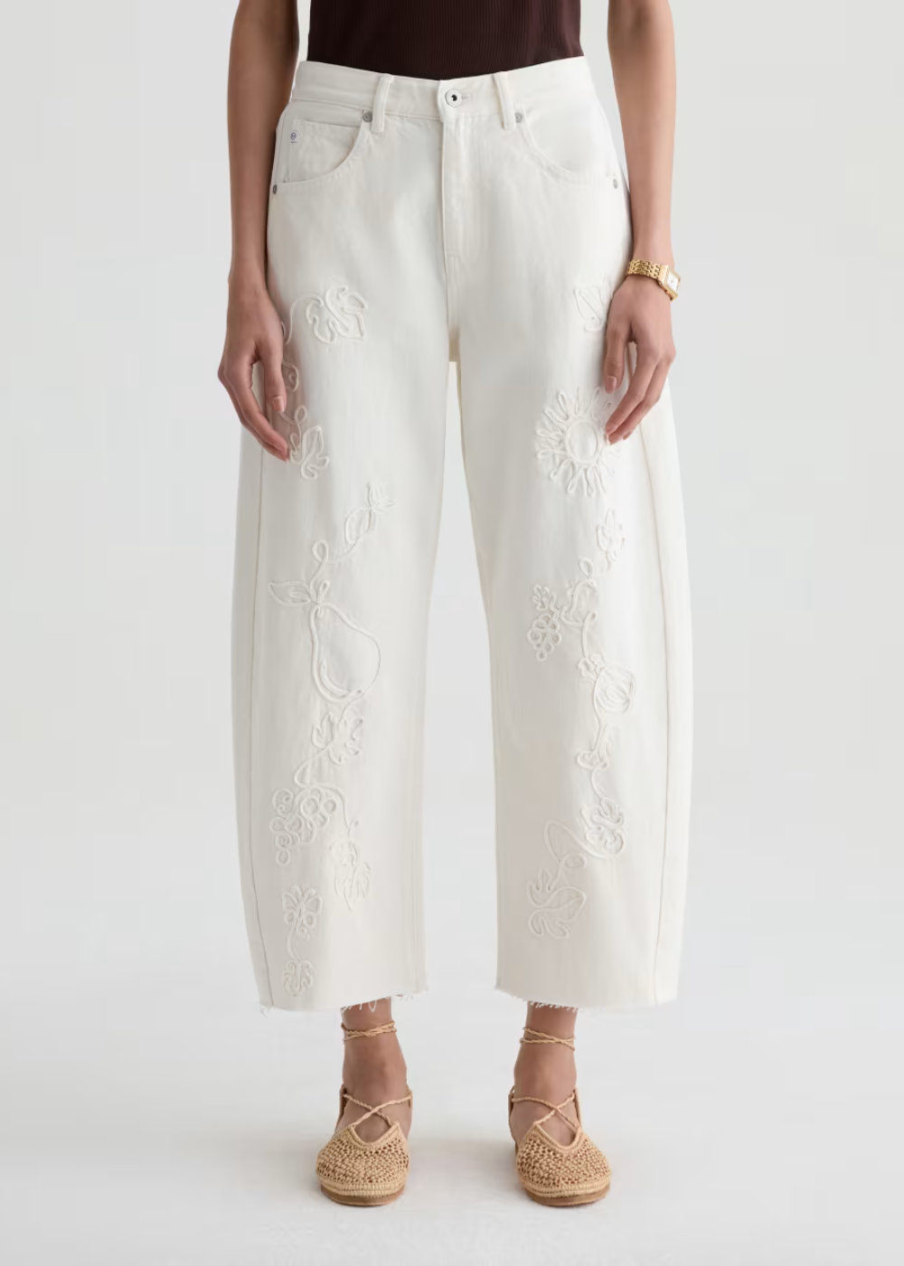 Hattie Crop Barrel Leg Eyelet Jean