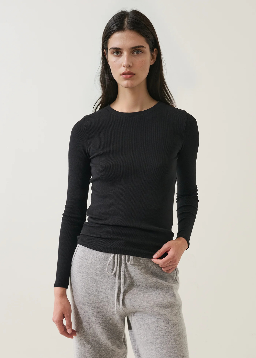 LS Cotton Modal Rib Crew