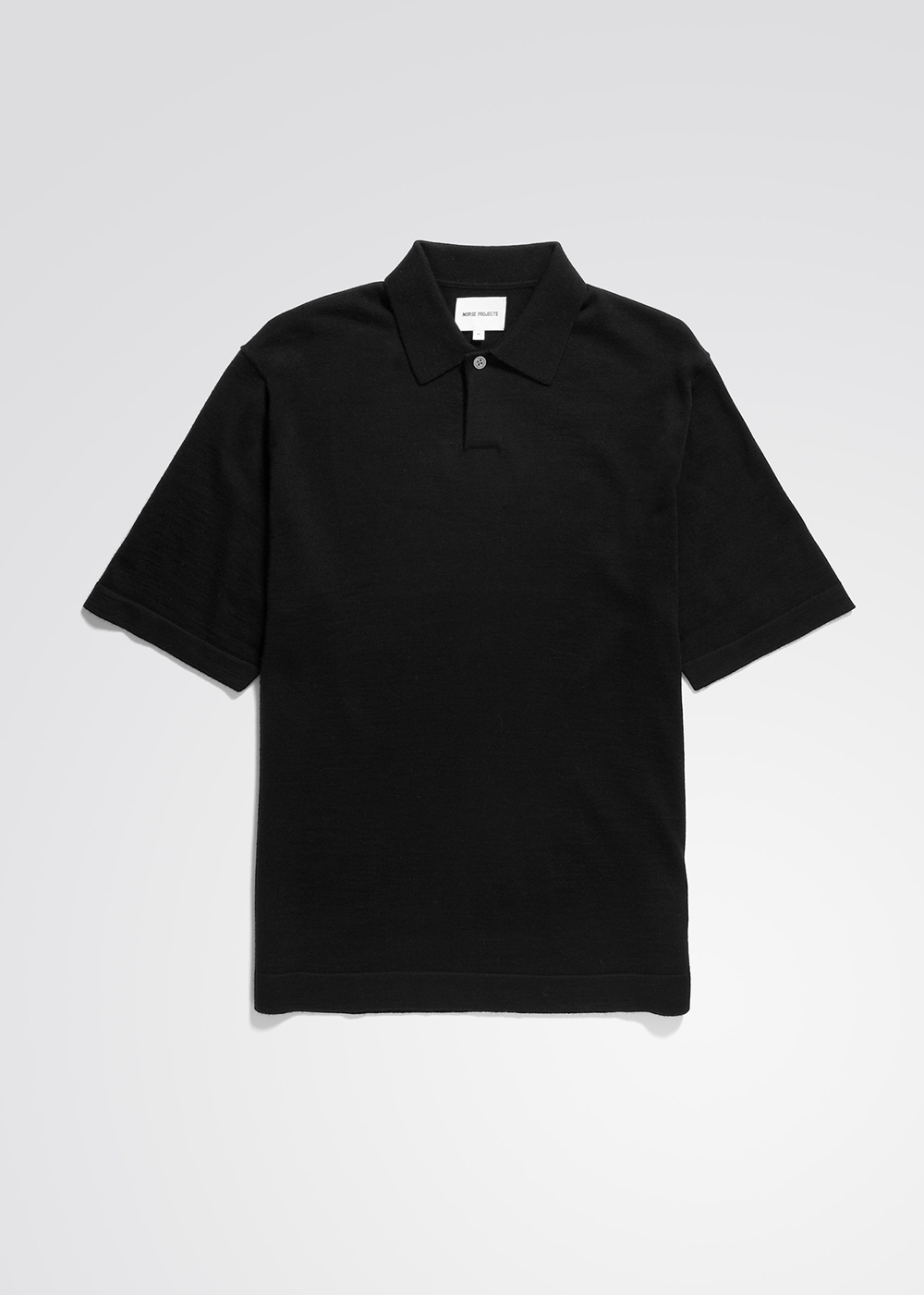 Black Merino Wool Short Sleeve Polo Shirt by Norse Projects.